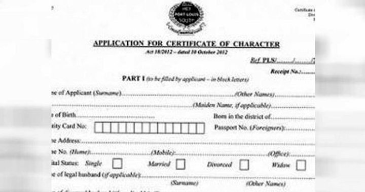 Application for a Certificate of Character